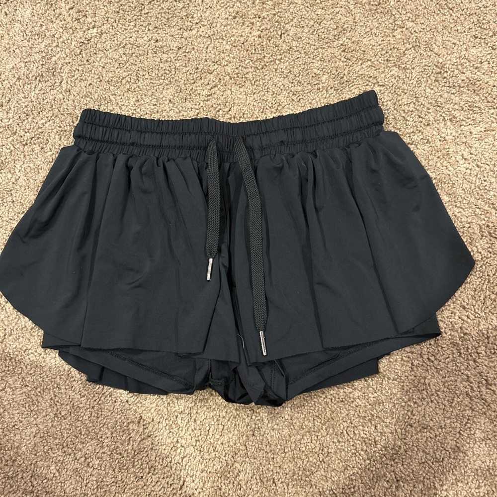 Women's Black Flowy  Shorts